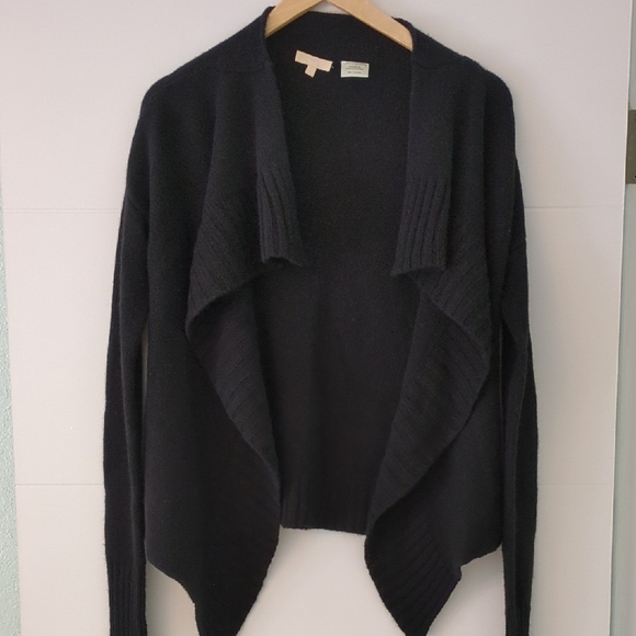 Revolve X Inhabit Black Cashmere Cardigan Sweater Waterfall Front Minimalist M - Picture 1 of 4
